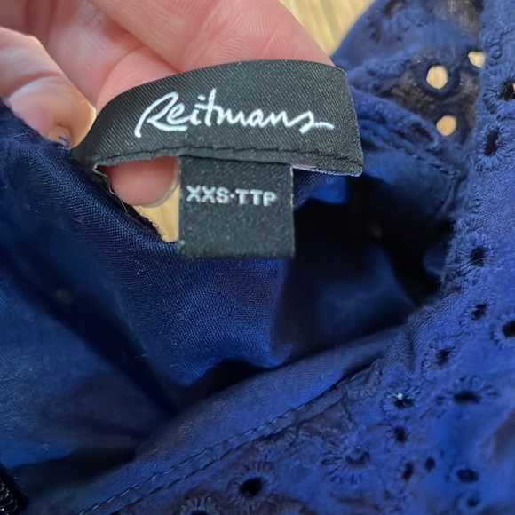 Navy Blue, lace overlay dress. Reitmans XXS. Only worn once. - Picture 3 of 5